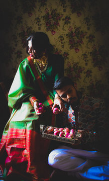 Portrait of woman wearing sari