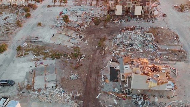 Houses simply gone after Hurricane Michael in Mexico Beach, Florida