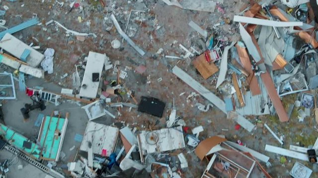Aerial survey of damage in wake of Hurricane Michael, Mexico Beach, Florida