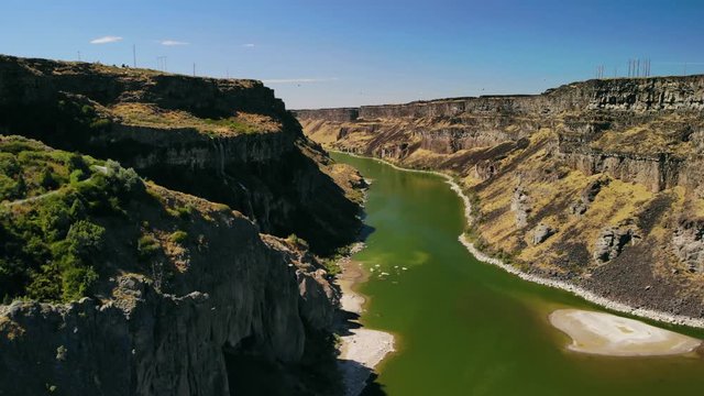 Aerial Drone Shot of the Beautiful Snake River Canyon in Idaho.