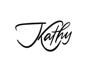 Female name - Kathy. Handwritten Lettering. Black. Modern Calligraphy.