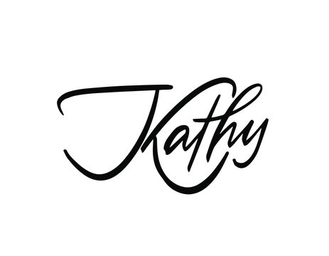 Female name - Kathy. Handwritten Lettering. Black. Modern Calligraphy.