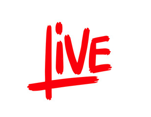 Live sign icon. Hand written lettering text, isolated on white background. Vector illustration phrase