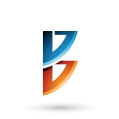 Blue and Orange Bow Like Shape of Letter B Illustration