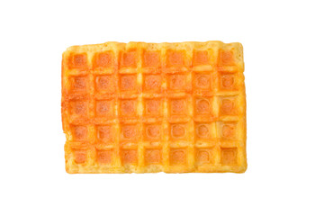 Belgian waffle isolated on white background.