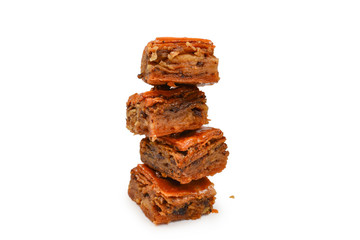 Tasty baklava isolated on white background.