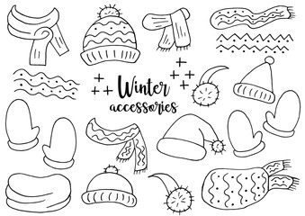 Set of winter accessories. Winter season elements for your design