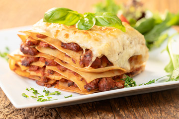 lasagna on wood