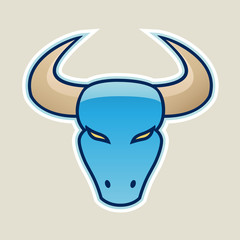 Blue Strong Bull Icon Illustration