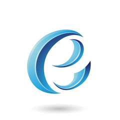 Blue Glossy Crescent Shape Letter E Illustration