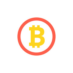 Bitcoin cryptocurrency round symbol. Flat style for apps and websites. Vector illustration.