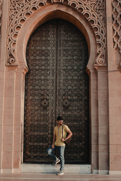 man stands near door