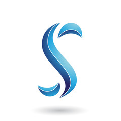 Blue Striped Snake Shaped Letter S Illustration