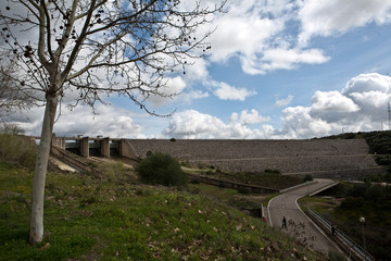 Spillway in the reservoir San Rafael de Navallana, near Cordoba province, Andalusia, Spain