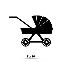 Stroller icon. Outline Vector illustration