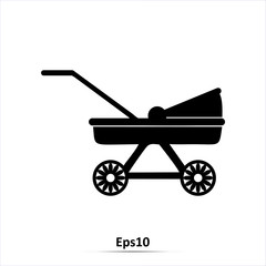 Stroller icon. Outline Vector illustration