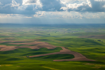 Fototapeta premium Aerial view of the farmland in the Palouse region of Eastern Washington state, USA