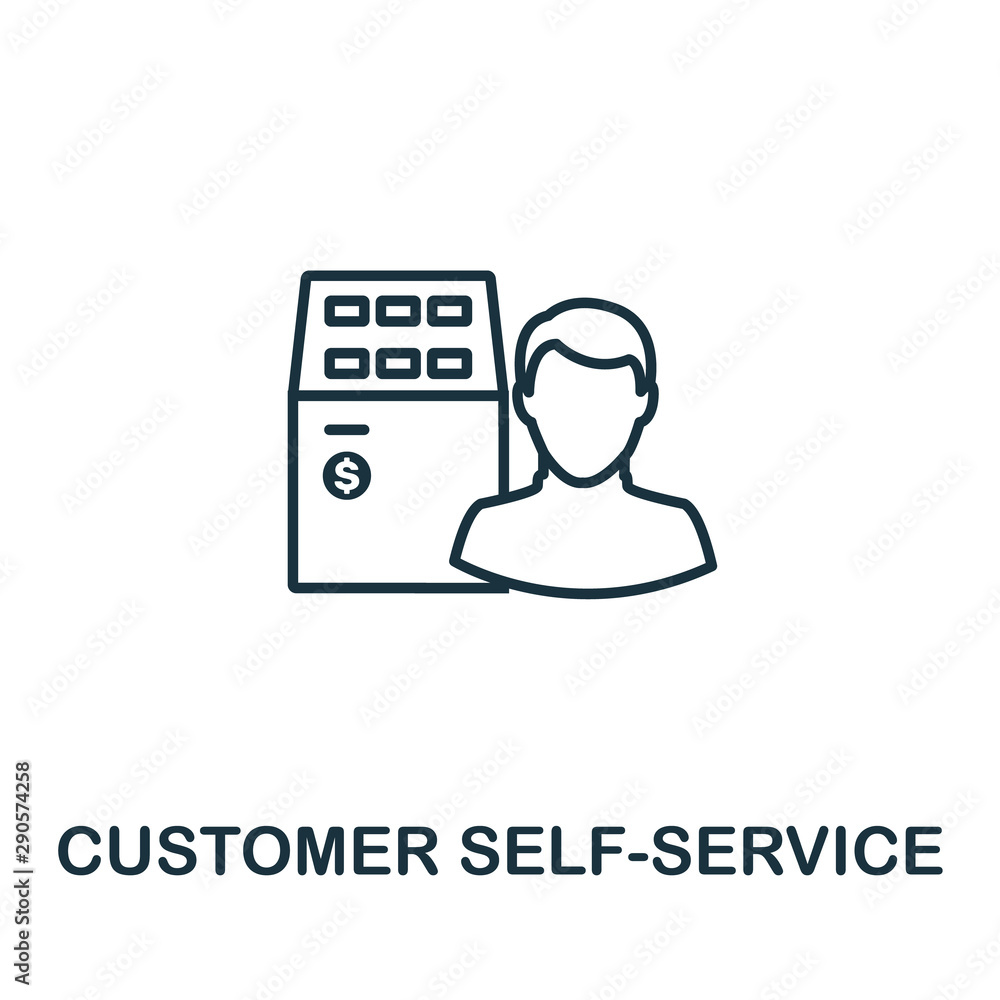 Poster customer self-service outline icon. thin line concept element from customer service icons collection