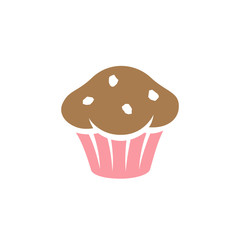 Brown and Pink Muffin Icon isolated on a White Background Illustration