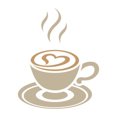 Brown Cappuccino Icon with Heart isolated on a White Background Illustration