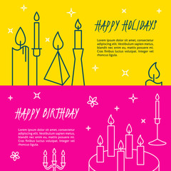 Happy holidays flyer templates in line style