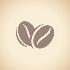 Brown Coffee Beans Icon isolated on a Beige Background Illustration