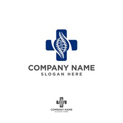 Medical cross and herbal leaf. medicine pharmacy logo
