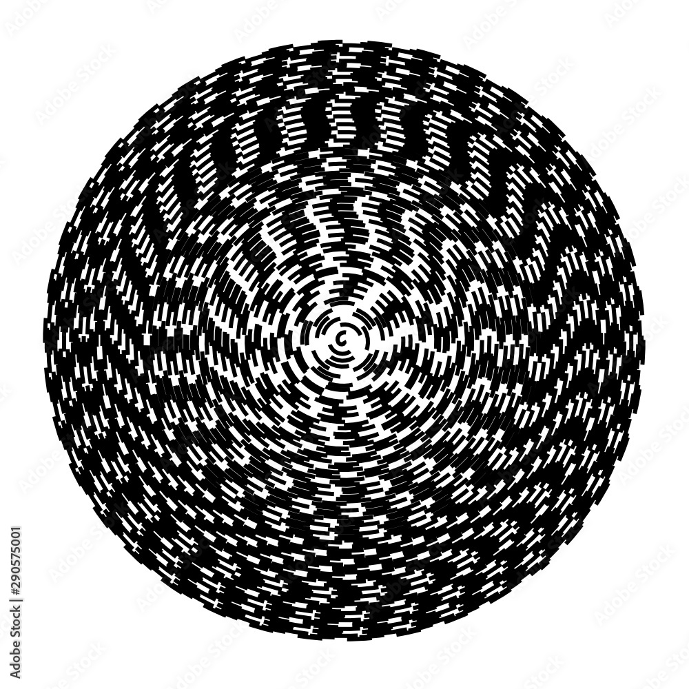 Poster concentric circles geometric vector element. radial, radiating circular graphic for background.