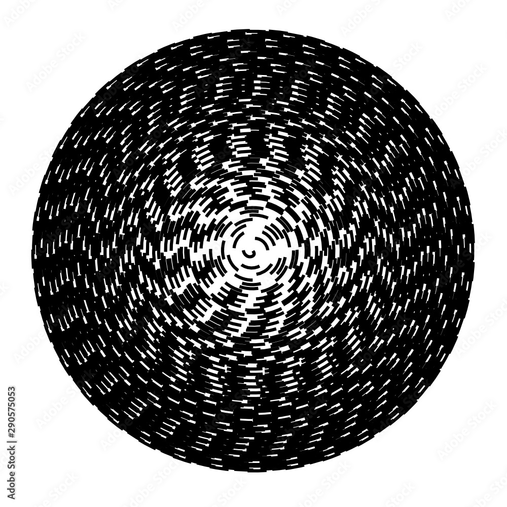 Poster concentric circles geometric vector element. radial, radiating circular graphic for background.
