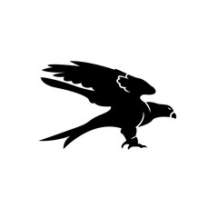 Elegant reven bird icon vector logo. Luxury alphabet frame symbol.