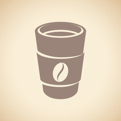 Brown Paper Coffee or Tea Cup Icon isolated on a Beige Background Illustration
