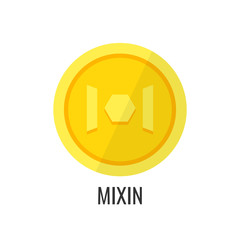 Mixin gold coin icon. Sign payment symbol. Crypto currency, virtual electronik, internet money. Vector illustration.
