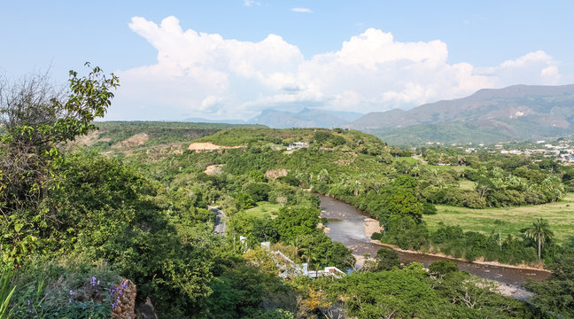 Landscape of Melgar in Tolima department. Sumapaz River Valley near the mouth of the Magdalena River. Colombia