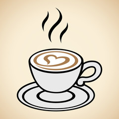 Cappuccino Icon with Heart isolated on a Beige Background Illustration