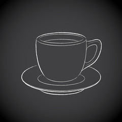 Chalkboard Drawing of a Coffee Cup Icon on a Blackboard Illustration