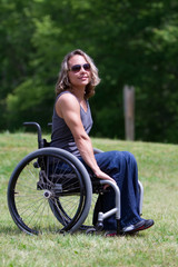 Fototapeta na wymiar Woman in Wheelchair, Outdoors