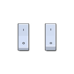 Set of realistic toggle switches in on and off positions, vector illustration.