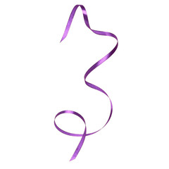 Shiny satin ribbon in lilac color isolated on white background close up .Ribbon image for decoration design.