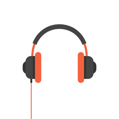 Headphones in flat style. Vector illustration.