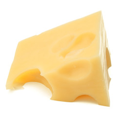 Cubes of cheese. Cheese block isolated on white background cutout