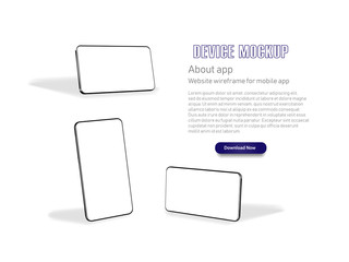 Smartphone frame less blank screen, rotated position. Smartphone from different angles. Mockup generic device. Vector smartphones set.Template for infographics or presentation 3D realistic phones.