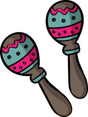 Cartoon Maracas on white background. Musical instrument Mexico maracas. Vector illustration. - Vector