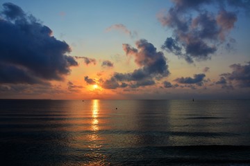 a beautiful sunrise at the seashore