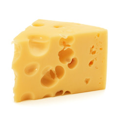Cheese block isolated on white background cutout