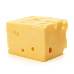 Cheese block isolated on white background cutout