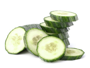 Cucumber slices  isolated on white background cutout