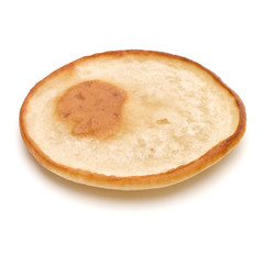 One pancake isolated on white background cutout.