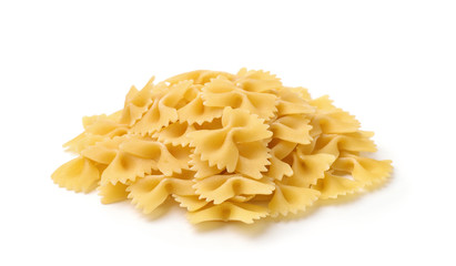 Pile of uncooked farfalle pasta
