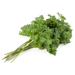 parsley leaves bunch isolated on white background cutout