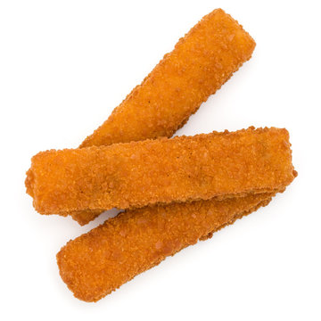Crispy Fish fingers isolated on white background